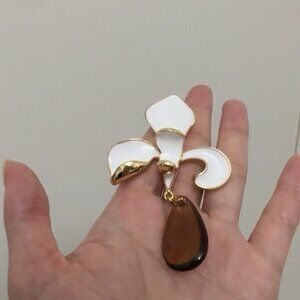 Hand-Painted Iris Flower Enamel Earrings